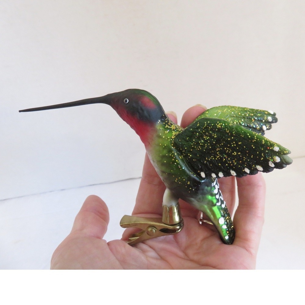 Kurt Adler Nobel Gems Glass Hummingbird Clip On Christmas Ornament Decoration